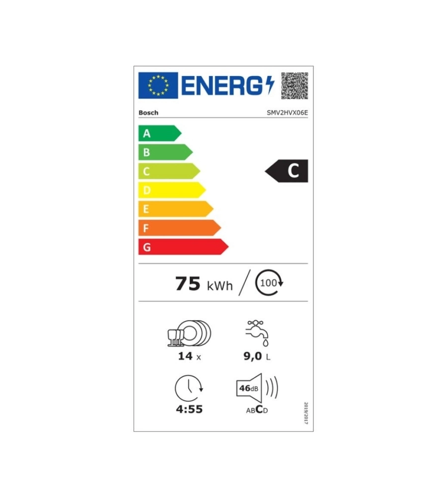 Lavastoviglie Bosch "SMV2HVX06E" bianco 59,8x55x81,5 cm 14 coperti classe energetica C
