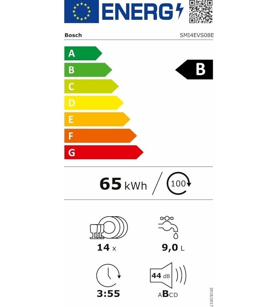 Lavastoviglie Bosch "SMI4EVS08E" bianco 14 coperti 59,8x57,3x81,5 cm classe energetica B