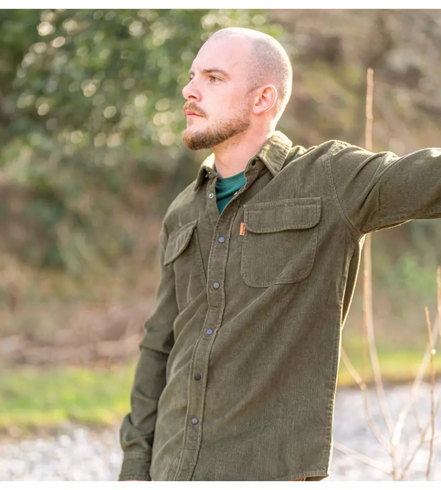 Camicia urban Kapriol velluto verde militare tg S