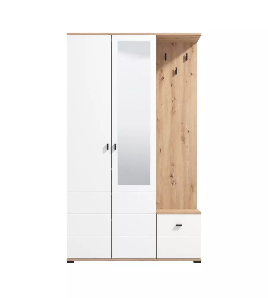 Mobile ingresso "Barcellona" small bianco-quercia 115,5x35x197 cm