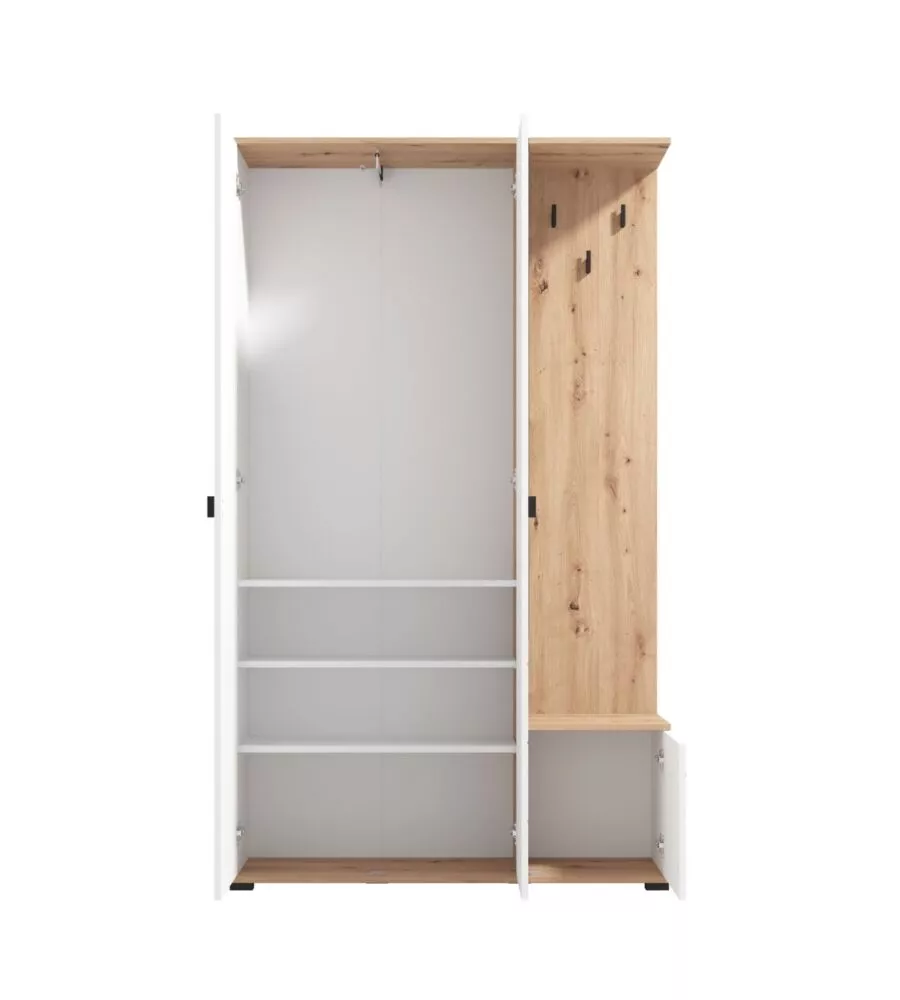 Mobile ingresso "Barcellona" small bianco-quercia 115,5x35x197 cm