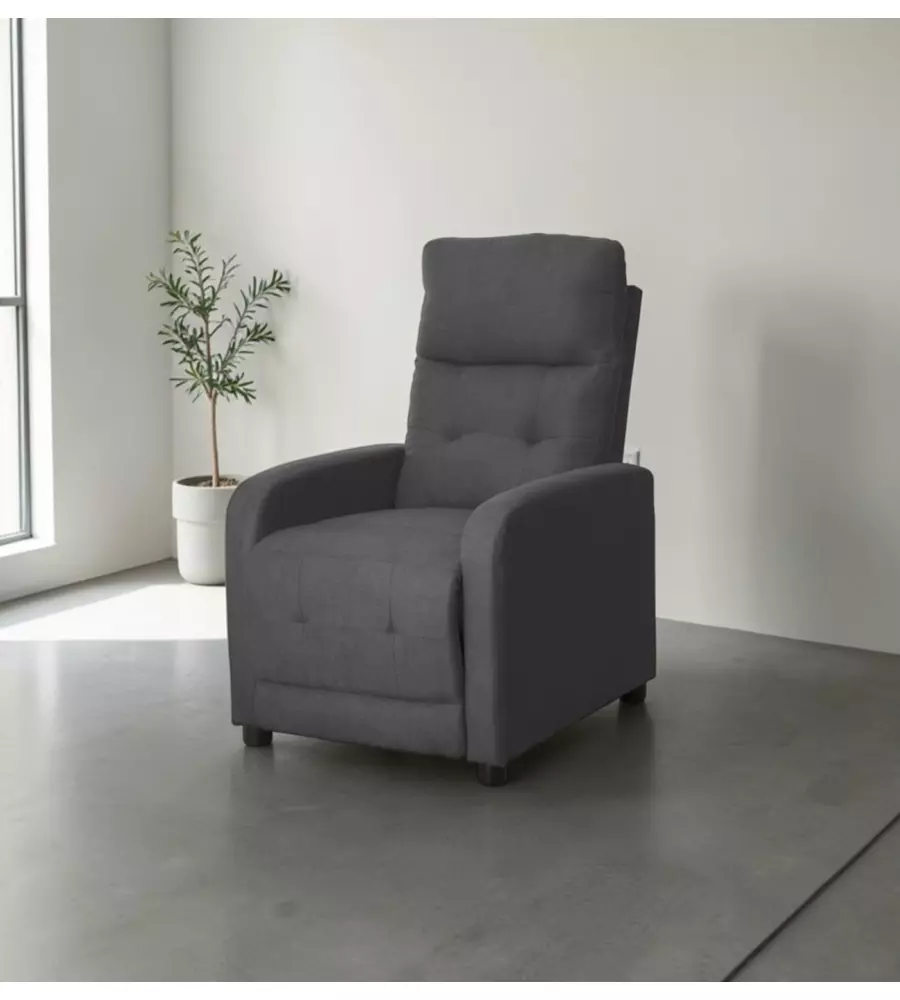 Poltrona relax "Emily" push-pull recliner grigio scuro 90x65x102 cm
