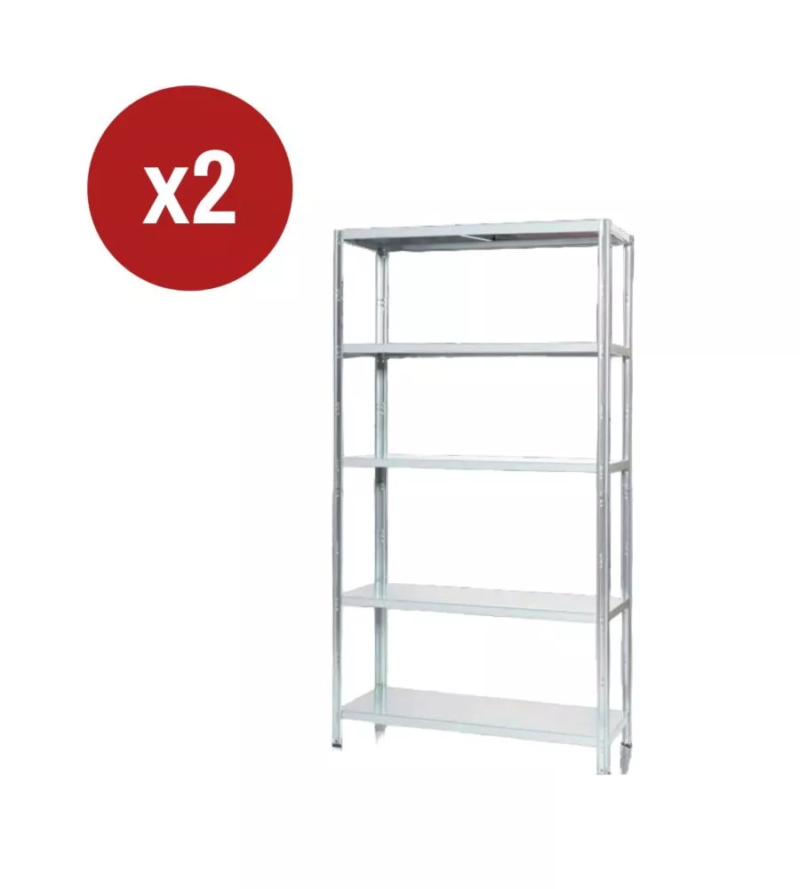 Scaffale in metallo 5 ripiani Easy System 400 kg 100x40x187 cm 2 pezzi