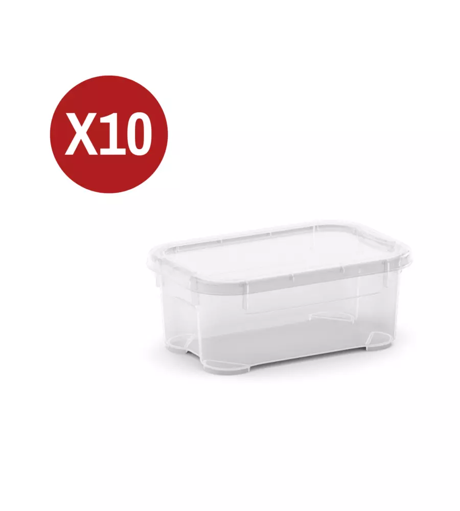 10 contenitori con coperchio trasparente Keter "Tbox Mini" in plastica 17,5x11,5x7 cm