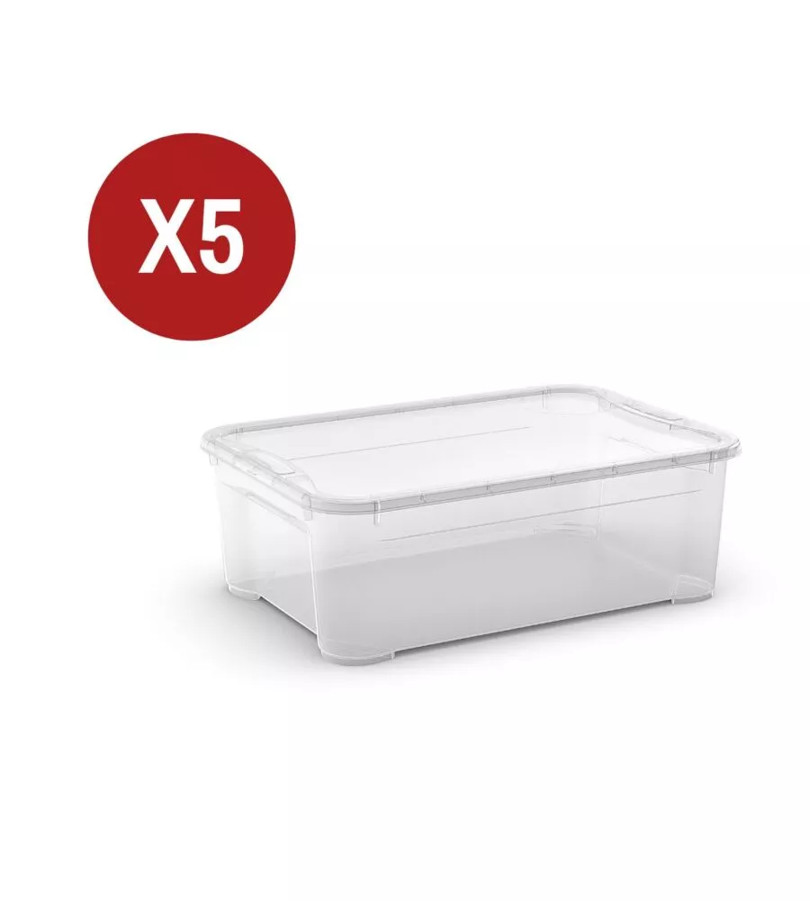 5 pezzi contenitori con coperchio trasparenti "Tbox" M