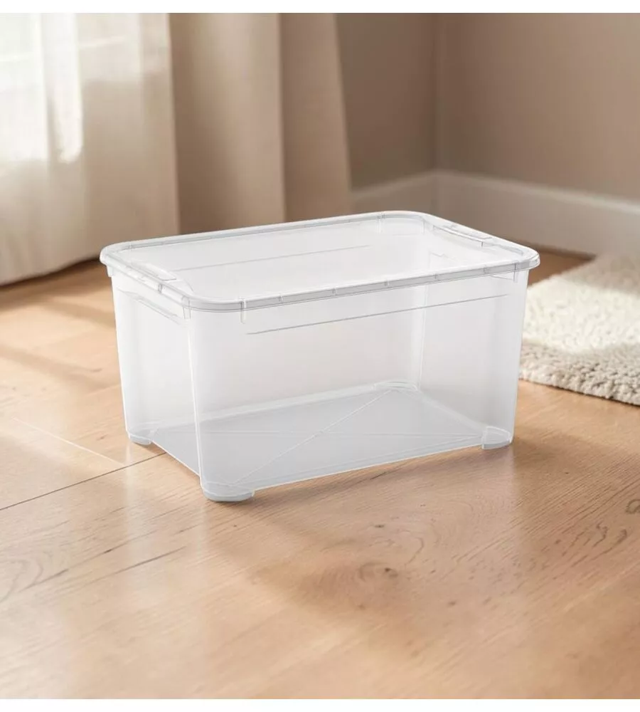 4 pezzi contenitori con coperchio trasparente Keter "Tbox" L in plastica 47 litri 55,6x39,1x28,3 cm