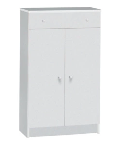 Xonox.home Cassettiera Prego Per Corridoio E Soggiorno | Armadio Bianco Lucido, 150x83x37 Cm, 3 Ante, 3 Scomparti Aperti E 4 Ripiani, Prodotto Sostenibile FSC