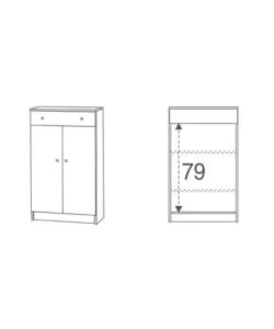 MOBILE 2 ANTE CON 1 CASSETTO BIANCO, 62X105X34 CM