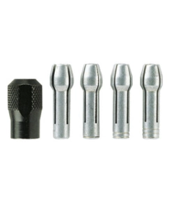DREMEL KIT 4 PINZE DA 0,8MM, 1,6MM, 2,4MM, 3,2MM INCLUSA GHIERA CON PERNO - BOSCH.