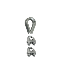 SET 2 MORSETTI + 1 REDANCE ACCIAIO ZINCATO PER FUNI Ø 8 MM. 3 PZ.
