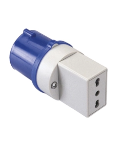 POLY POOL - ADATTATORE INDUSTRIALE CON SPINA 16 A E PRESA BIVALENTE IP20 BLU