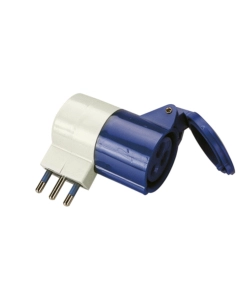 POLY POOL - ADATTATORE CON SPINA CIVILE 16 A E PRESA INDUSTRIALE 16 A IP20 BLU