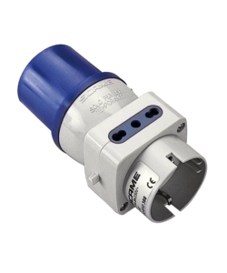 POLY POOL - ADATTATORE INDUSTRIALE CON 3 PRESE CIVILI E SPINA INDUSTRIALE 16 A IP20 BLU