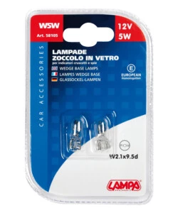 COPPIA LAMPADE ZOCCOLO VETRO 5W T10  58105
