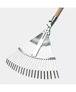 RASTRELLO DA GIARDINO CON 21 DENTI ZINCATI REGOLABILI E MANICO IN FAGGIO, 130 CM