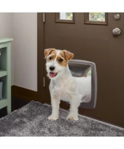 PORTINA PER GATTI GRANDI E CANI DI TAGLIA MEDIA FERPLAST "SWING 11" CON CHIUSURA 4 VIE E PROTEZIONE ARIA IN PLASTICA MARRONE 31X9,6X38,4 CM