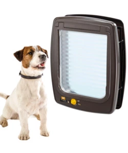 PORTINA PER GATTI GRANDI E CANI DI TAGLIA MEDIA FERPLAST "SWING 11" CON CHIUSURA 4 VIE E PROTEZIONE ARIA IN PLASTICA MARRONE 31X9,6X38,4 CM