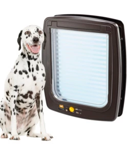PORTINA PER CANI DI TAGLIA MEDIA E GRANDE FERPLAST "SWING 15" CON CHIUSURA 4 VIE E PROTEZIONE ARIA IN PLASTICA MARRONE 41,2X9,6X48,2 CM