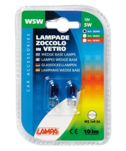 LAMPADA CON ZOCCOLO VETRO - (W5W) - 5W - W2,1X9,5D - 2 PZ  - D/BLISTER - BLU  58360