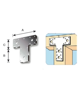 PIASTRA A "T" FORATA 80 X 68 X 38 MM.
