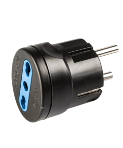 POLY POOL - ADATTATORE SPINA 16 A (STANDARD FRANCO / TEDESCO) E PRESA BIVALENTE NERO