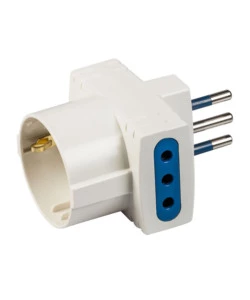 ADATTATORE MULTIPLO POLY POOL SPINA E 2 PRESE 10 A E 1 PRESA STANDARD TEDESCO, COLORE BIANCO