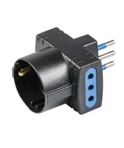 ADATTATORE MULTIPLO POLY POOL SPINA E 2 PRESE 10 A E 1 PRESA STANDARD TEDESCO, COLORE NERO