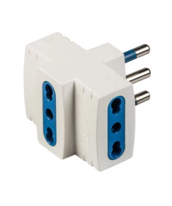 POLY POOL - ADATTATORE MULTIPLO SPINA 16 A E 3 PRESE BIVALENTI BIANCO