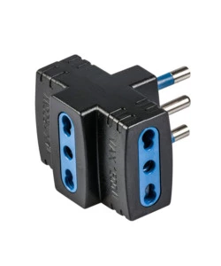 POLY POOL - ADATTATORE MULTIPLO SPINA 16 A E 3 PRESE BIVALENTI NERO
