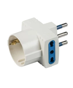 POLY POOL - ADATTATORE SPINA 16 A E 2 PRESE BIVALENTI E 1 PRESA STANDARD TEDESCO BIANCO