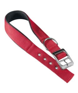 COLLARE IN NYLON c20/43 IMBOTTITO PER CANE - COLORE ROSSO.