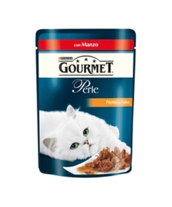 GOURMET PERLE - ALIMENTO UMIDO PER GATTO, FILETTINI IN SALSA CON MANZO.