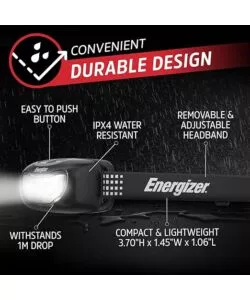 TORCIA FRONTALE ENERGIZER "UNIVERSAL + HEADLAMP" 100 LUMENS E 2 BATTERIE AAA