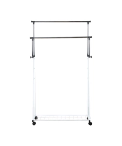 STENDER APPENDIABITI DOPPIO ESTENSIBILE BELLAHOME CON RUOTE IN METALLO BIANCO 45X90X104/170 CM
