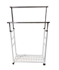 STENDER APPENDIABITI DOPPIO ESTENSIBILE BELLAHOME CON RUOTE IN METALLO BIANCO 45X90X104/170 CM