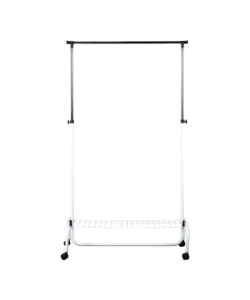 STENDER APPENDIABITI SINGOLO ESTENSIBILE BELLAHOME CON RUOTE IN METALLO BIANCO 90X45X102/172 CM