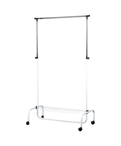 STENDER APPENDIABITI SINGOLO ESTENSIBILE BELLAHOME CON RUOTE IN METALLO BIANCO 90X45X102/172 CM