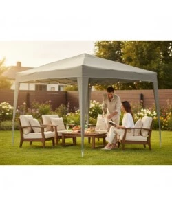 GAZEBO DA ESTERNO PIEGHEVOLE EUROGARDEN IN ACCIAIO GRIGIO 3X3 M
