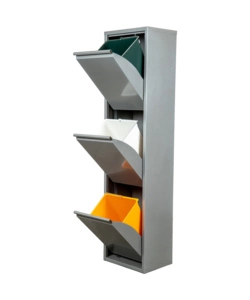 MOBILECO 3 SECCHI 18 LITRI ACCIAIO GRIGIO, 34X25X136 CM