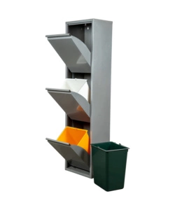 MOBILECO 3 SECCHI 18 LITRI ACCIAIO GRIGIO, 34X25X136 CM