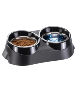 PORTACIOTOLE E CIOTOLE PER CANI E GATTI "DUO FEED 01", 38,5X20X9 CM - FERPLAST