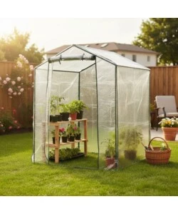 SERRA DA GIARDINO A CASETTA "FRANCESCA" CON TELO IN PVC 155X155X205 CM