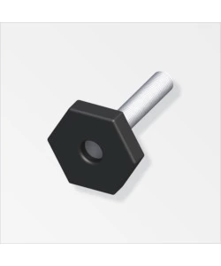 1 PIEDE DI REGOLAZIONE CON VITE M8 IN PVC NERO ZINCATO.
