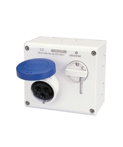 POLY POOL - PRESA DA PARETE CON DISPOSITIVO DI BLOCCO 16 A 2P+T IP44 BLU