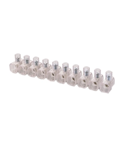 POLY POOL - STECCA DA 10 MORSETTI 450 V~ FORO Ø 4 MM SEZIONE 2,5 MM² TRASPARENTE