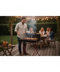 BARBECUE A LEGNA PIEGHEVOLE ARNOLD CON GRIGLIA 67X50 CM