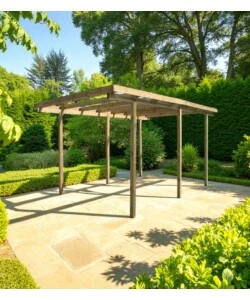 TETTOIA AUTO SINGOLA IN LEGNO 524X314X260 CM