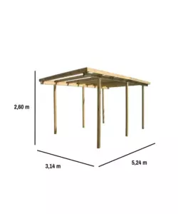 TETTOIA AUTO SINGOLA IN LEGNO 524X314X260 CM