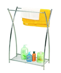 PORTASCIUGAMANI IN ACCIAIO CROMATO CON 2 BARRE, ALTEZZA 86,5 CM