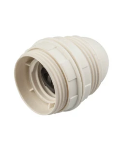 POLY POOL - PORTALAMPADA E27 CON 2 GHIERE CORPO FILETTATO BIANCO